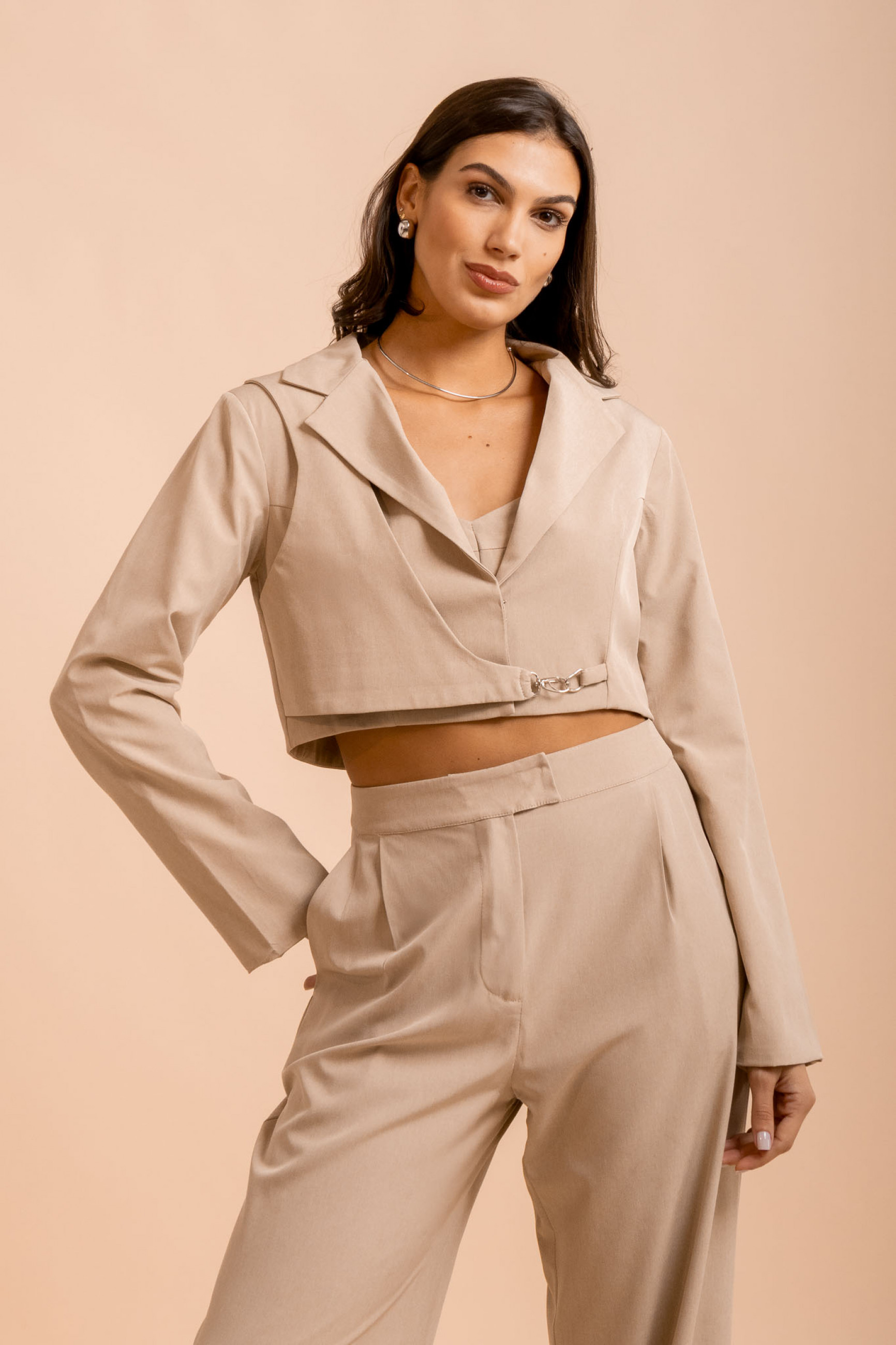 Blazer Cropped Nômade Areia 