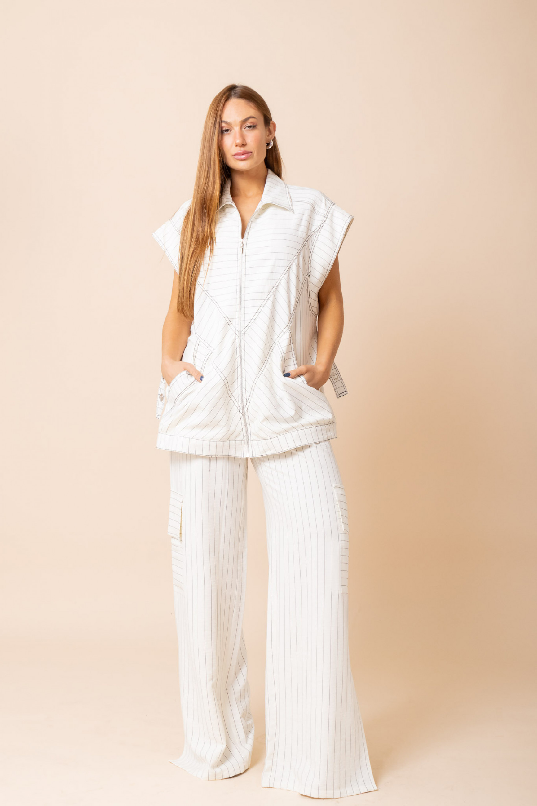 Calça Cargo Risca Ray Off White
