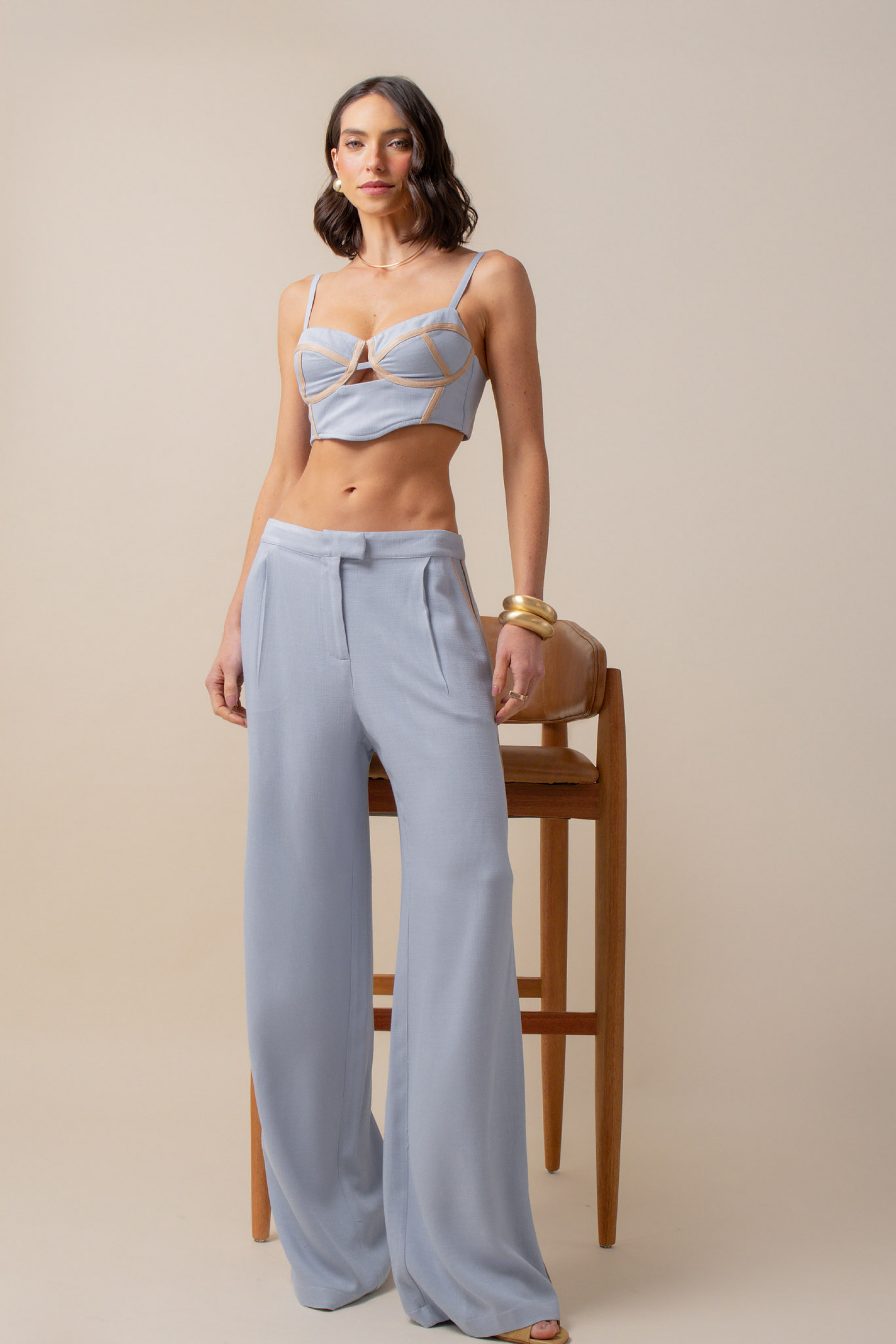 Calça Reta Alfaiataria Nice Azul