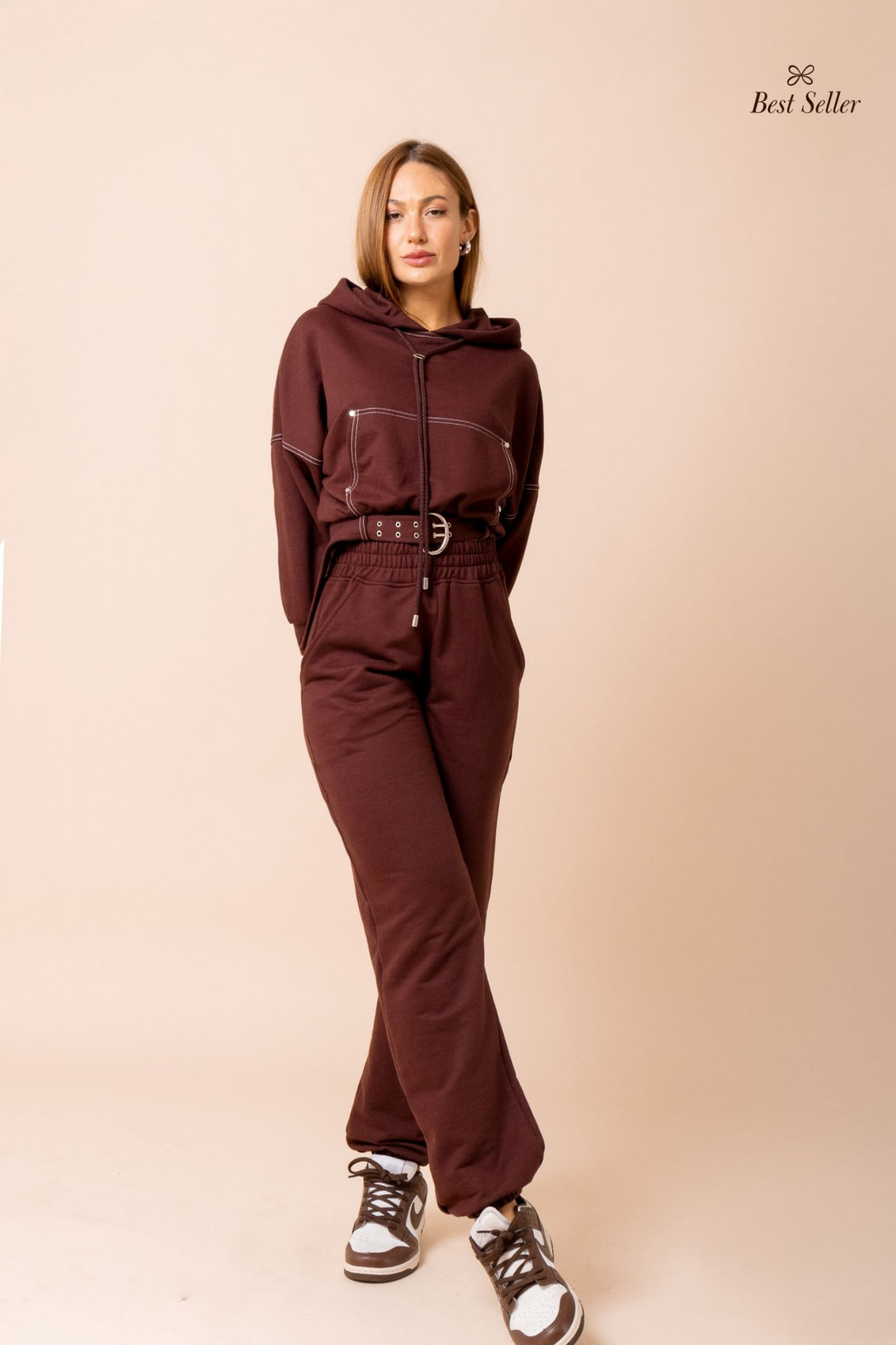 Calça De Moletom Básica Marrom