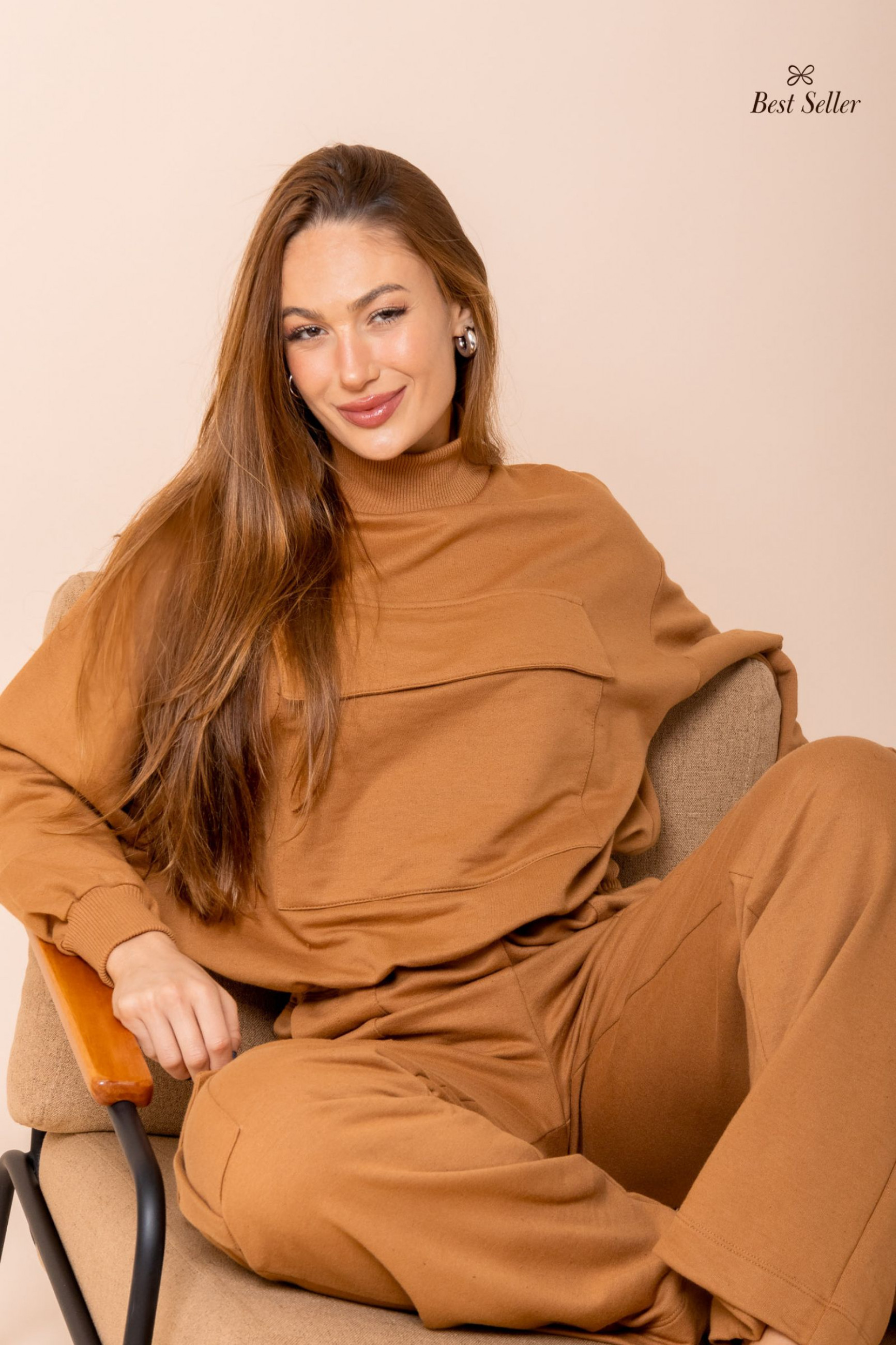 Blusa Moletom Bolso Cozy Caramelo
