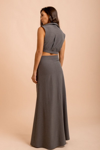 Vestido Franzido Nômade Cinza
