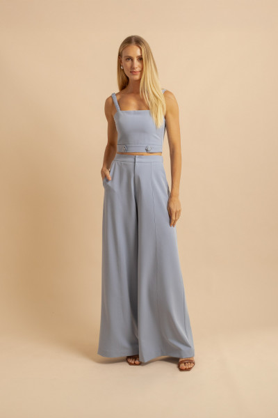 Calça Pantalona Alfaiataria Alley Azul Claro