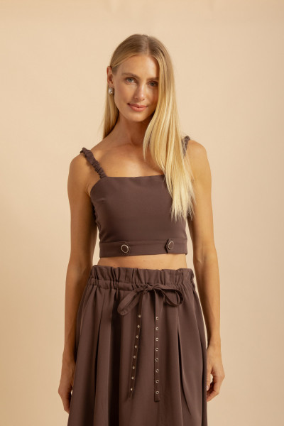 Blusa Franzida Lastex Alley Café