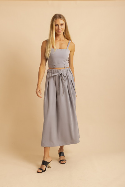 Blusa Franzida Lastex Alley Cinza