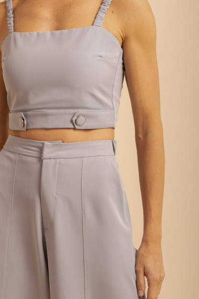 Blusa Franzida Lastex Alley Cinza