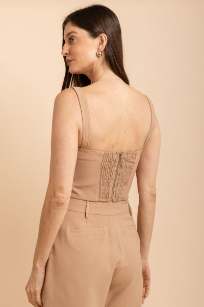 Blusa Franzida Latex Elo Bege