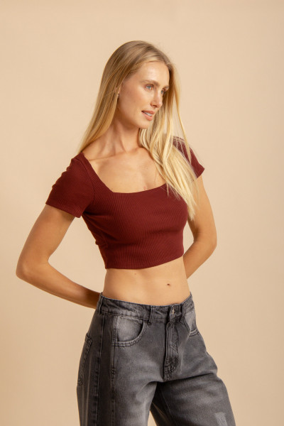 Blusa Cropeed Malha Track Vinho