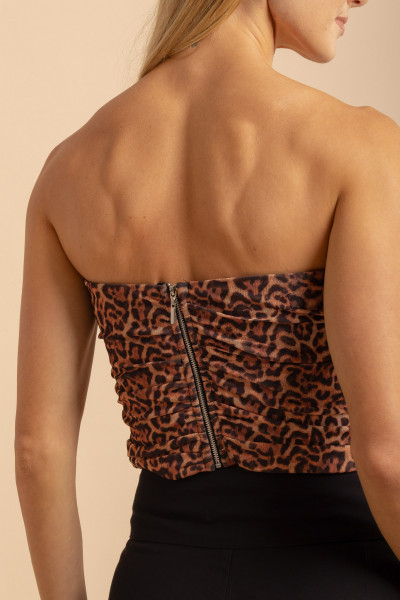 Blusa Sem Alças Tule Axis Marrom