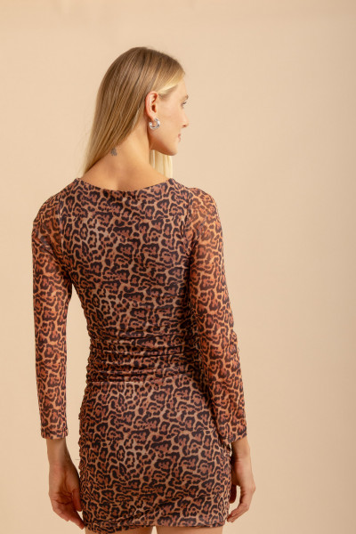 Vestido Curto Tule Axis Marrom