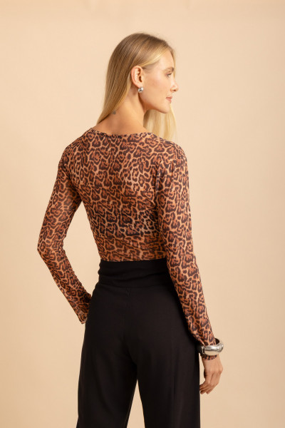 Blusa Manga Longa Tule Axis Marrom