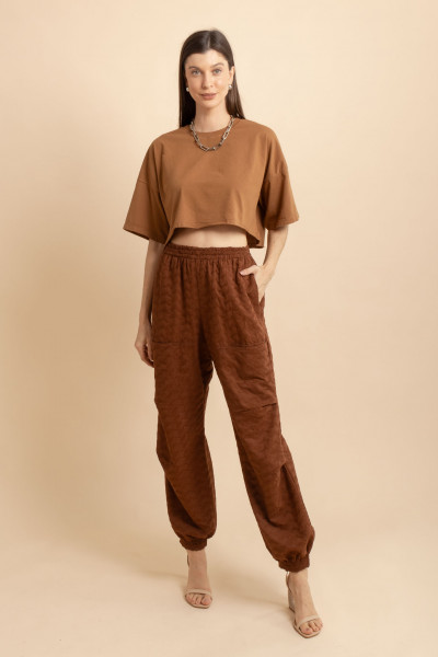 Calça Jogger Bordada Echo Marrom