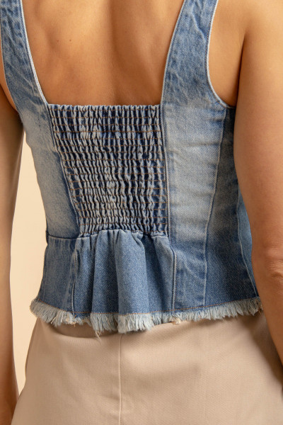 Top Jeans Com Recortes  