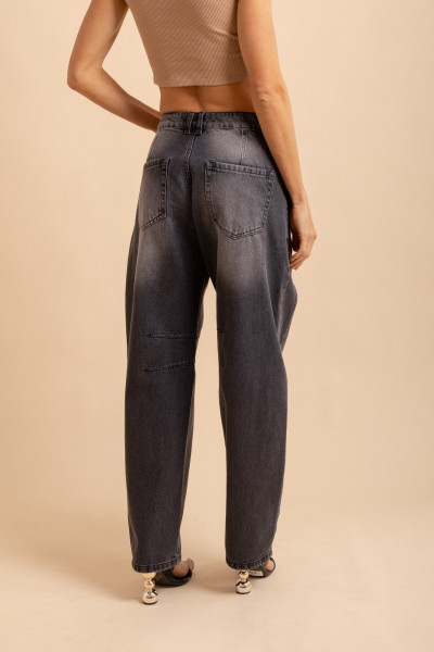 Calça Barrel Jeans Preto
