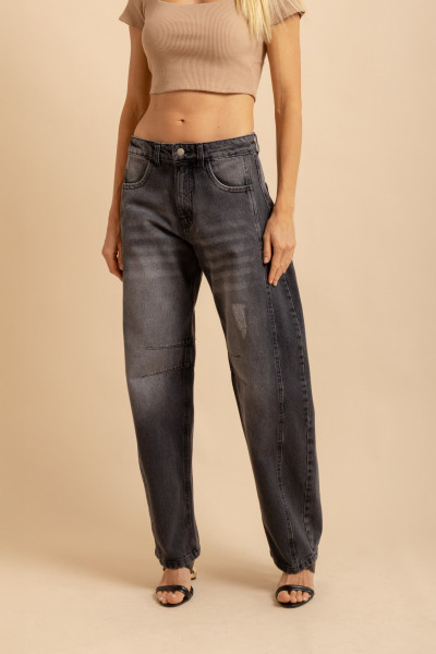 Calça Barrel Jeans Preto