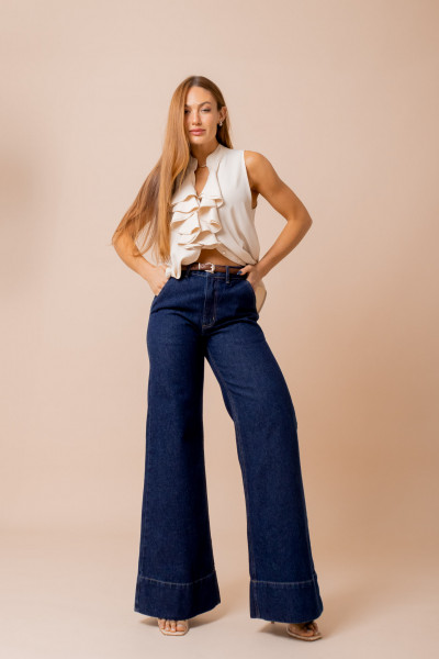 Calça Reta Cori Jeans Escuro