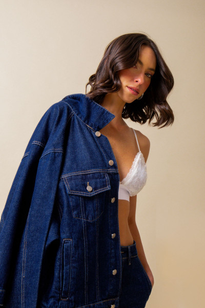 Jaqueta Jeans Escuro