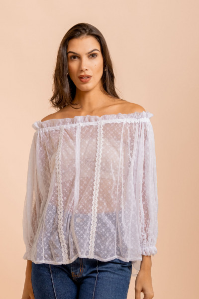 Bata Recortes Renda Lush Branca