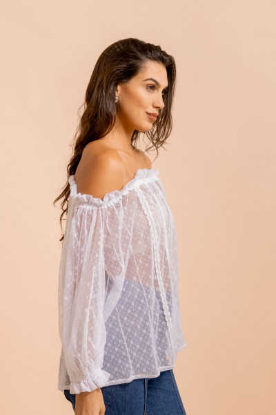 Bata Recortes Renda Lush Branca