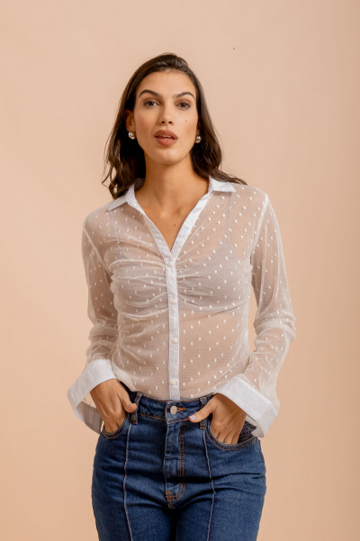 Camisa Franzida Charm Off White