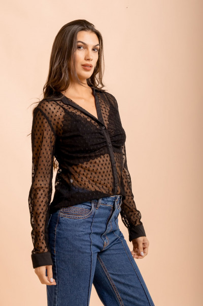 Camisa Franzida Charm Preto