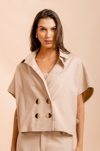 Blusa Trench Coat Flicker Bege