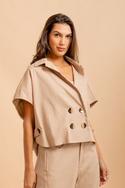 Blusa Trench Coat Flicker Bege