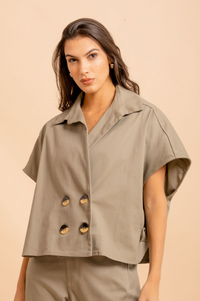 Blusa Trench Coat Flicker Verde 