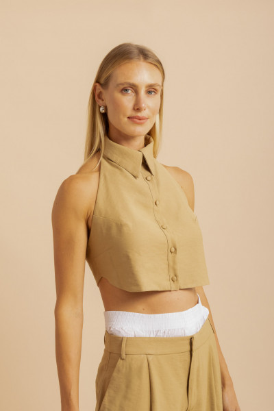 Blusa Alfaiataria Frente Única Arc Bege