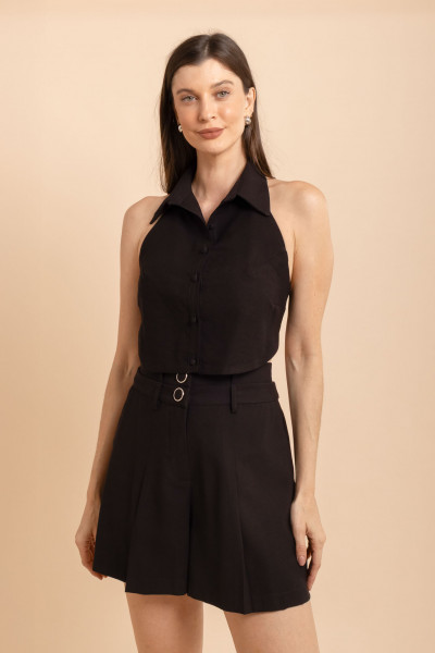 Blusa Alfaiataria Frente Única Arc Preta