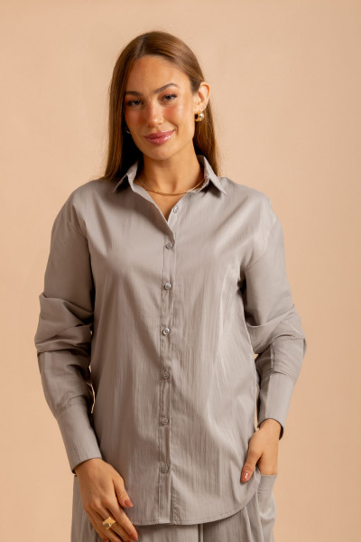 Camisa Recortes Grid Cinza
