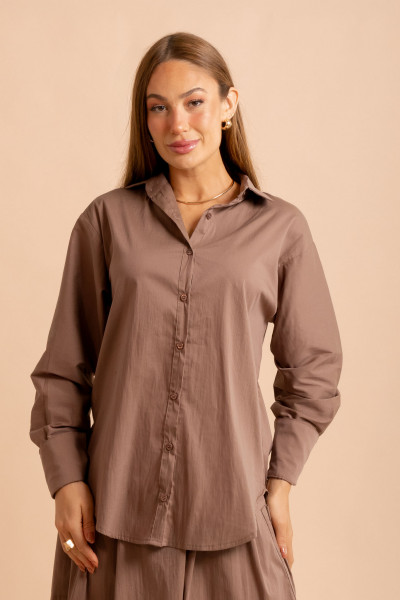 Camisa Recortes Grid Marrom