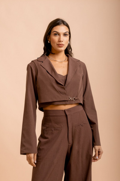 Blazer Cropped Nômade Marrom