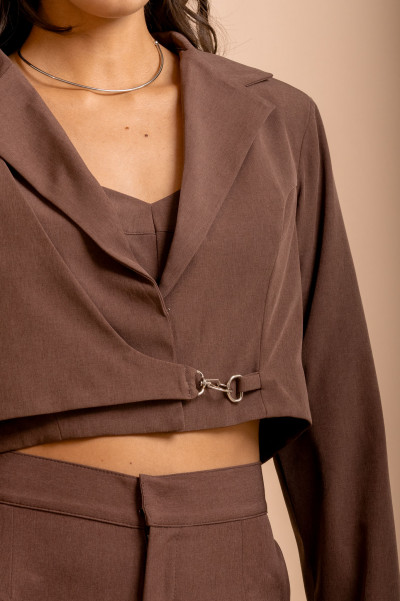 Blazer Cropped Nômade Marrom