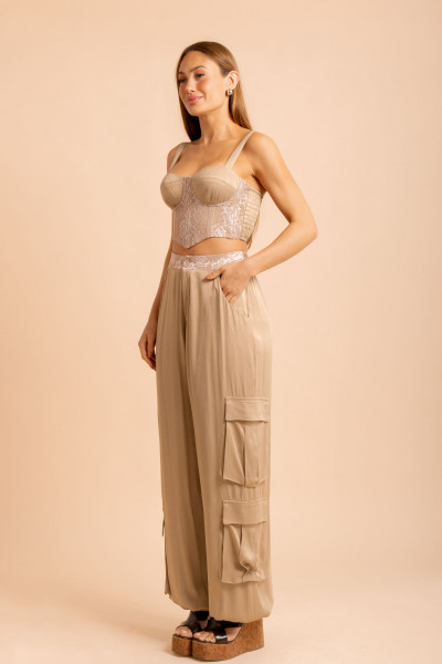 Calça Cargo Barolo Bege