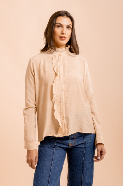 Camisa Babados Veil Bege