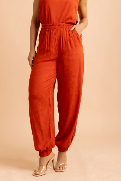 Calça Jogger Jacquard Terracota