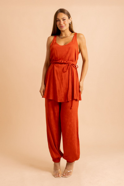 Calça Jogger Jacquard Terracota
