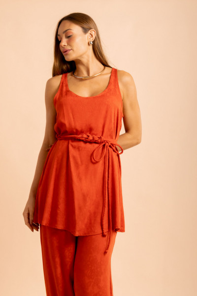 Regata Com Cinto Jacquard Terracota