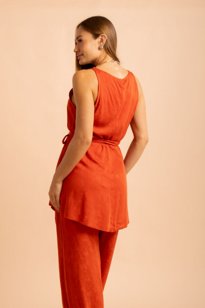 Regata Com Cinto Jacquard Terracota