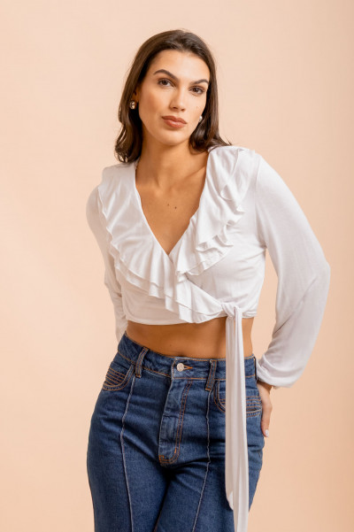 Blusa Babados Malha Branca