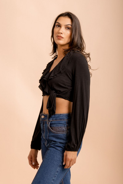 Blusa Babados Malha Preto