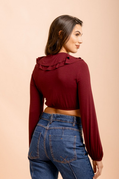 Blusa Babados Malha Vinho