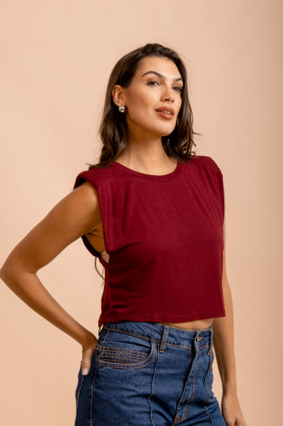 Blusa Ombreira Malha Vinho
