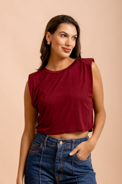 Blusa Ombreira Malha Vinho