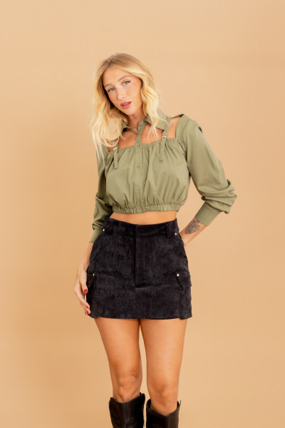 Camisa Recortes Ariele Verde Militar