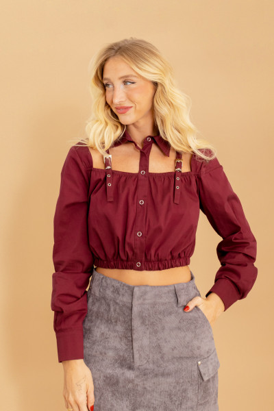 Camisa Recortes Ariele Vinho