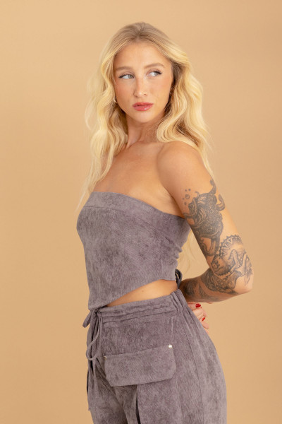 Cropped Tomara Que Caia Latte Cinza