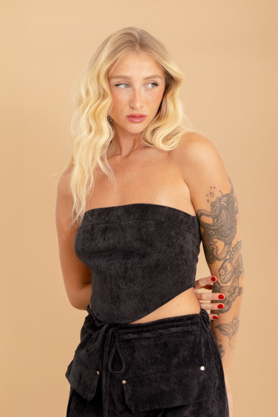 Cropped Tomara Que Caia Latte Preto