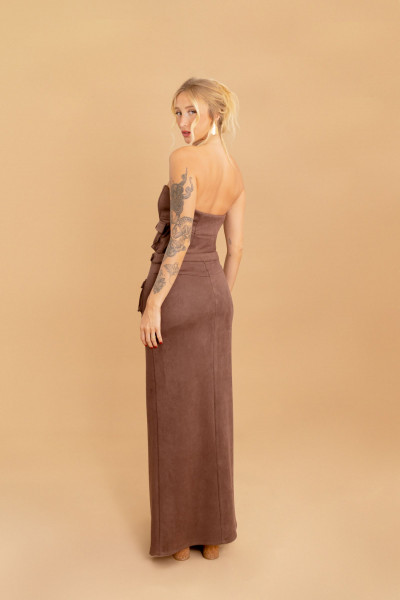 Saia Longa Cargo Velvet Marrom